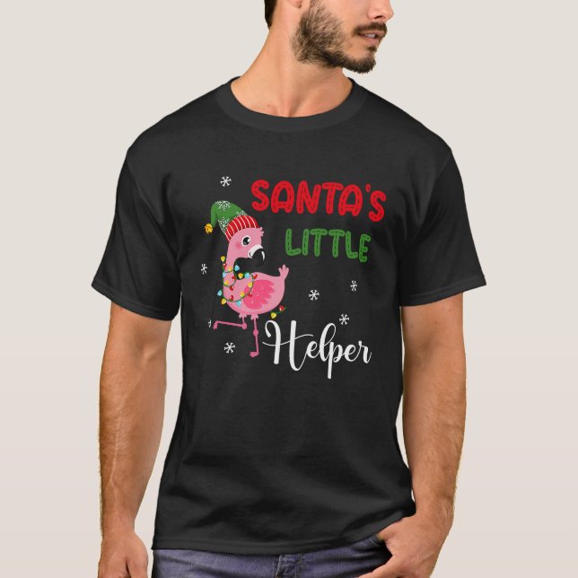 Camiseta santa's little helper flamingo elf merry christmas (Frente)