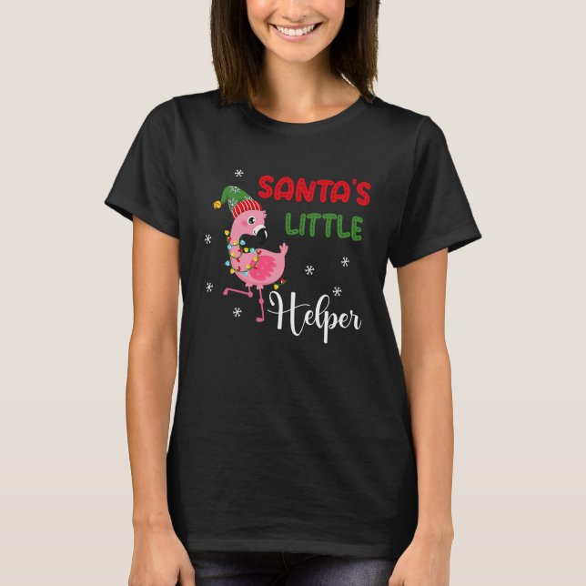 Camiseta santa's little helper flamingo elf merry christmas (Frente)