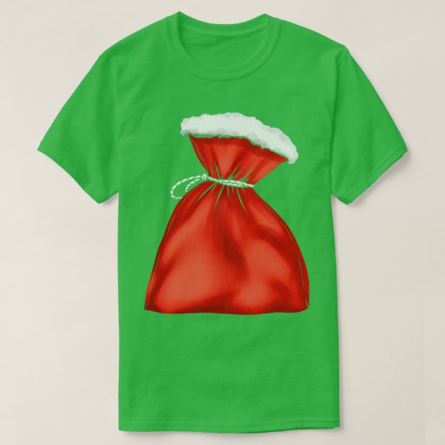 Camiseta Santas Red Gift Bag Para O Natal (Frente do Design)