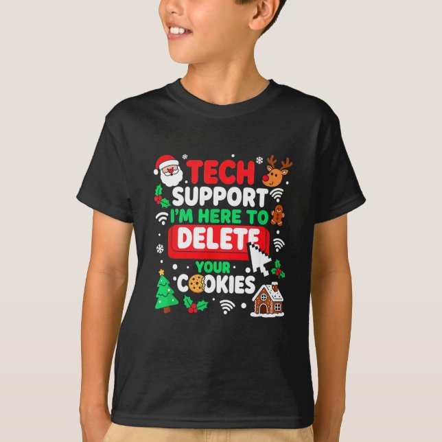 Camiseta Santa's Tech Suprt Rebooting Christmas Computer Me (Frente)