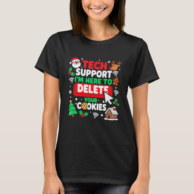Camiseta Santa's Tech Suprt Rebooting Christmas Computer Me (Frente)