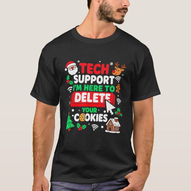 Camiseta Santa's Tech Suprt Rebooting Christmas Computer Me (Frente)