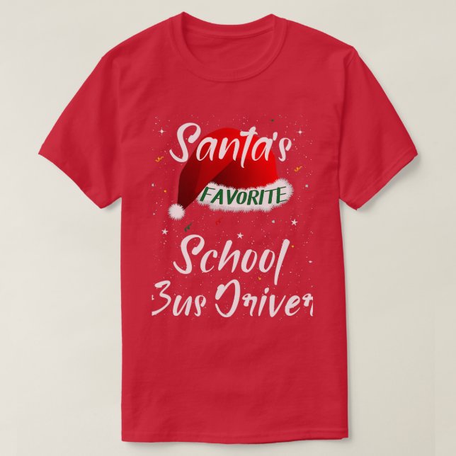 Camiseta Santax27s Driver de ônibus escolar favorito Santa  (Frente do Design)