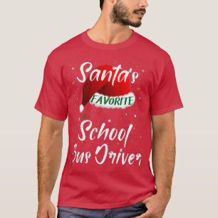 Camiseta Santax27s Driver de ônibus escolar favorito Santa