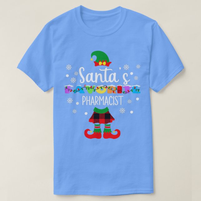 Camiseta Santax27s Fav Fav Pharmacist Engraçado Natal Elf (Frente do Design)