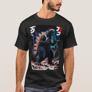 Camiseta Santazilla Monstro Japonês Kaiju Dinossauro Natal
