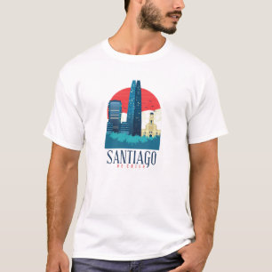 Camiseta Santiago do Chile Vintage Skyline
