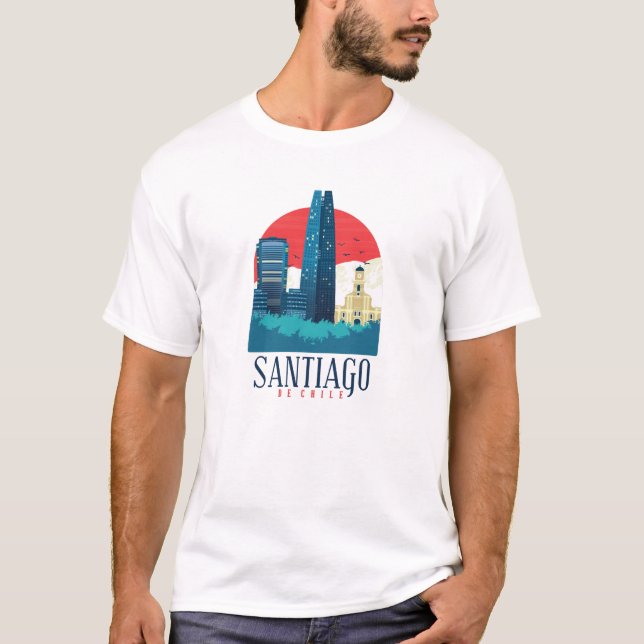 Camiseta Santiago do Chile Vintage Skyline (Frente)