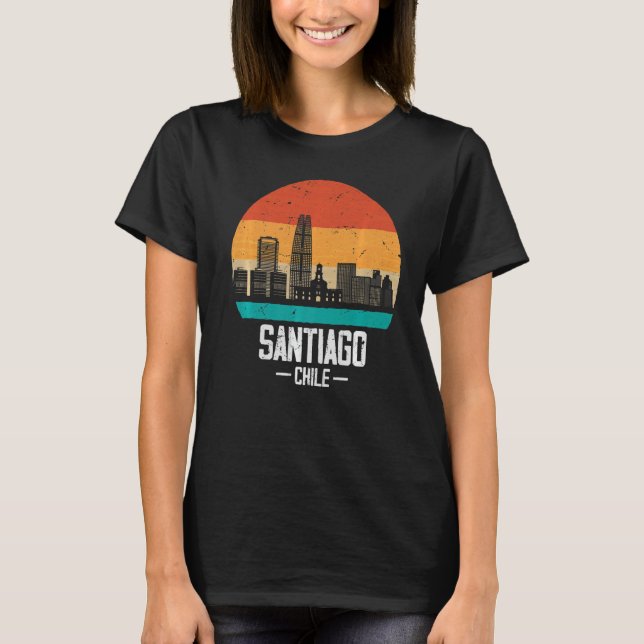 Camiseta Santiago Retro Vintage Sunset Skyline Santiago de (Frente)