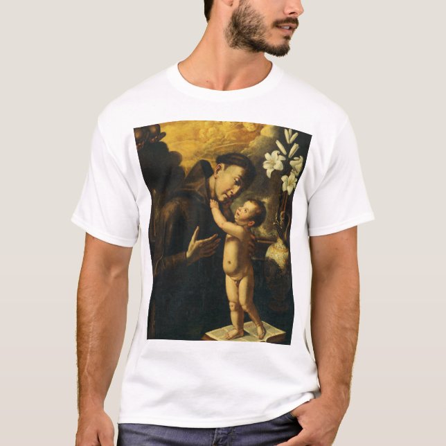 Camiseta Santo Anthony de Pádua com Jesus Bebê (Frente)
