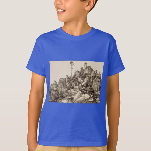 Camiseta Santo Anthony Reading por Albrecht Durer (Frente)
