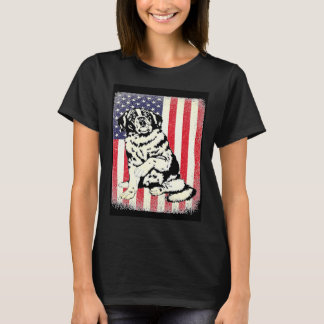 Camiseta Santo Bernard American Vintage Flag Patriótico Dog