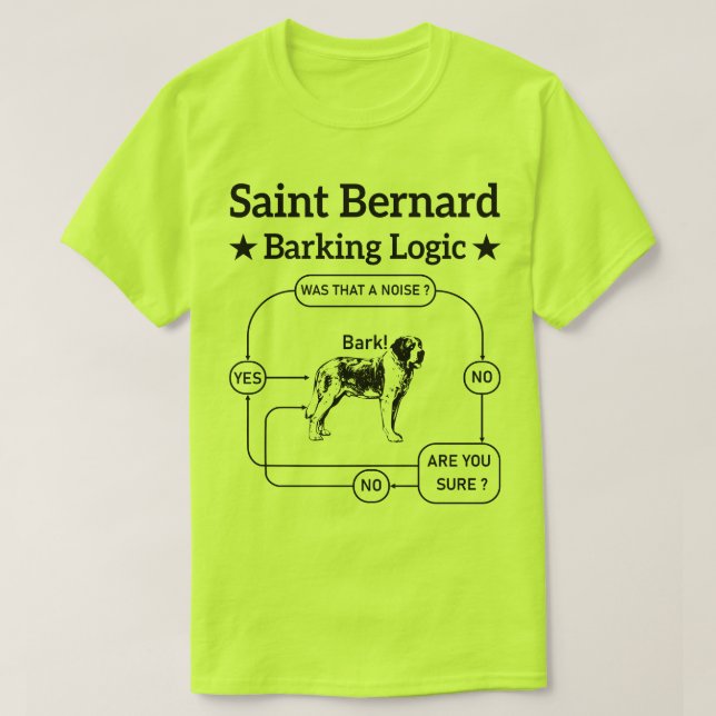 Camiseta Santo Bernard Barking Lógico Funny Dog Proprietári (Frente do Design)