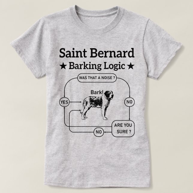 Camiseta Santo Bernard Barking Lógico Funny Dog Proprietári (Frente do Design)