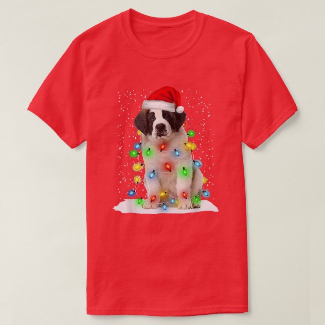 Camiseta Santo Bernard Christmas Santa Hat - Cor do Natal (Frente do Design)