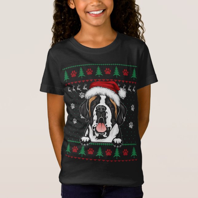 Camiseta Santo Bernard Christmas Ugly Sweater Engraçado Cac (Frente)