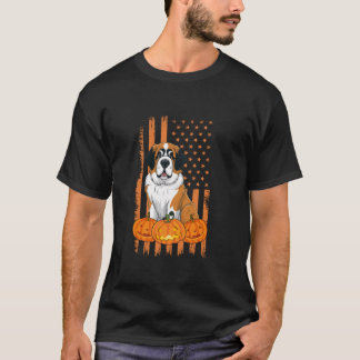 Camiseta Santo Bernard Dog American Flag Patriotic Hallowee