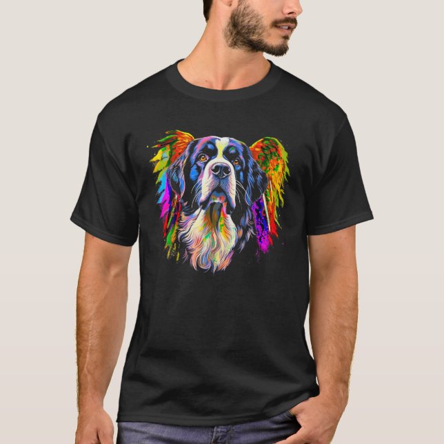 Camiseta Santo Bernard Dog Angel Wings T Shirt (Frente)