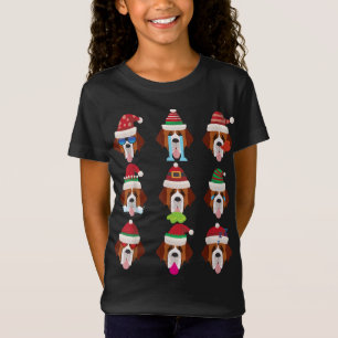 Camiseta SANTO BERNARD Dog Faces Papais noeis Figurume Xmas