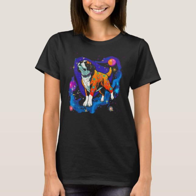 Camiseta Santo Bernard Dog no Espaço (Frente)