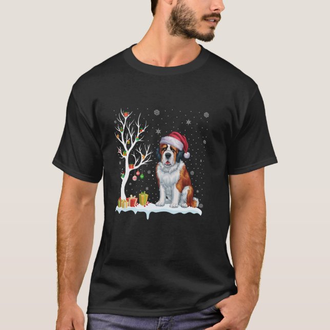 Camiseta Santo Bernard Dog Santa Hera Árvore Festiva Xma Cl (Frente)