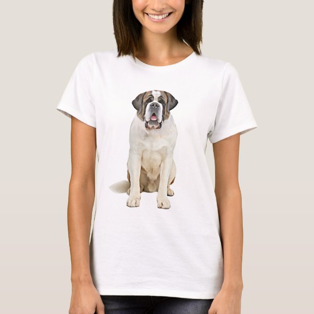 Camiseta Santo Bernard Dog Watercolor Art Painting (Frente)
