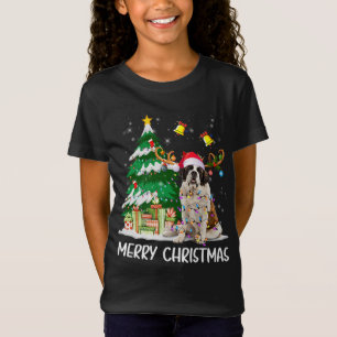 Camiseta Santo Bernard Leights Tree Papais noeis Xmas Paj