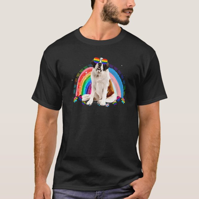 Camiseta Santo Bernard Orgulho gay Lgbt Bandeira Arco-Íris (Frente)