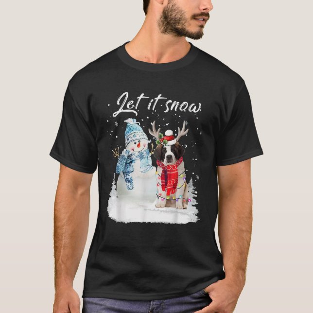 Camiseta Santo Bernard Papais noeis Cachorro Natal Snowman  (Frente)