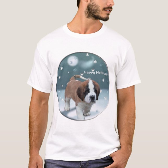 Camiseta Santo Bernard Puppy presentes de Natal (Frente)