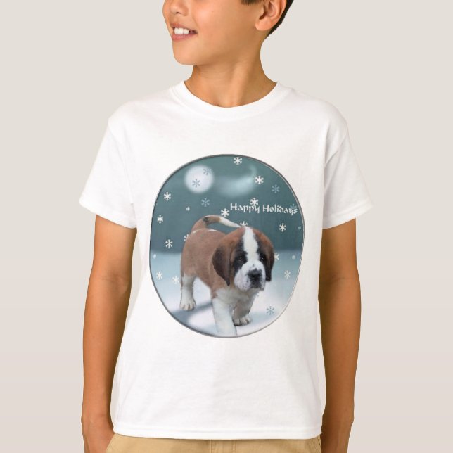 Camiseta Santo Bernard Puppy presentes de Natal (Frente)