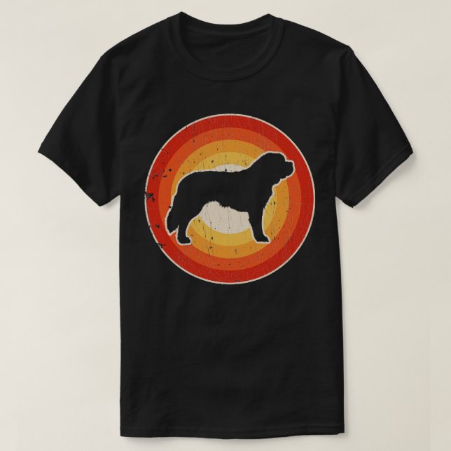 Camiseta Santo Bernard Sunset Retro para Mulheres Meninas H (Frente do Design)