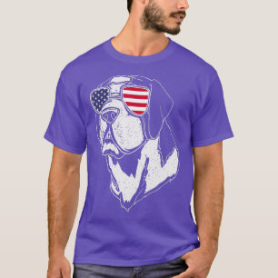 Camiseta Santo Bernard USA American Flag 4 de julho