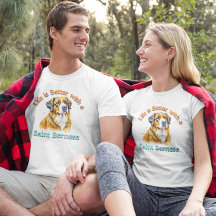 Santo Bernese Cão pai Cão- Cachorro-Camisa