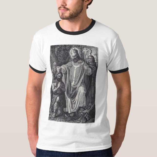 Camiseta Santo Boniface Inglês Benedictine monge (Frente)