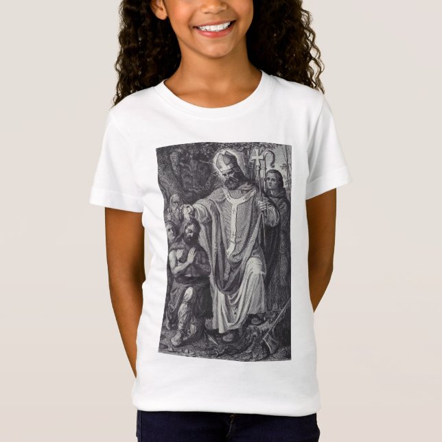 Camiseta Santo Boniface Inglês Benedictine monge (Frente)