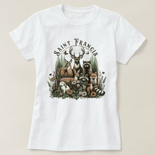 Camiseta Santo católico tradicional Francis Bíblia Verse (Frente do Design)