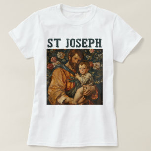Camiseta Santo católico tradicional Joseph e Jesus bebê