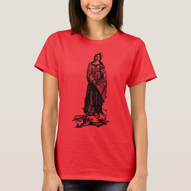 Camiseta Santo Cecilia com violino por Raphael (Frente)