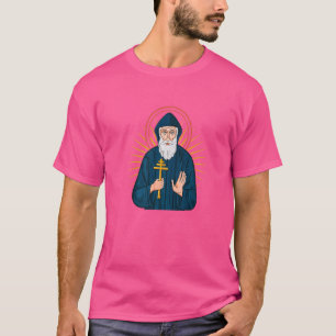 Camiseta SANTO CHARBEL Santo milagre monge reze por nós