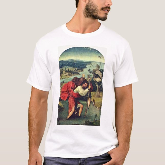 Camiseta Santo Christopher. Por Hieronymus Bosch (o melhor (Frente)