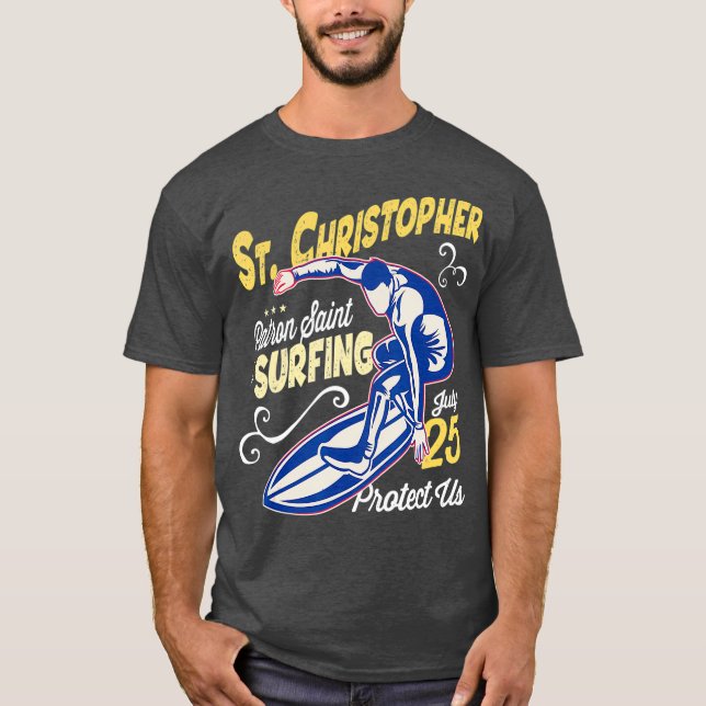Camiseta Santo Christopher Surf Patron Santo do surfe (Frente)