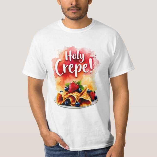 Camiseta Santo Crepe! - Design de Impressão de Berry Engraç (Frente)
