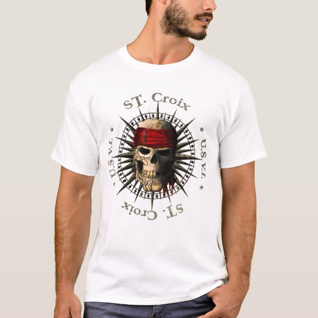 Camiseta Santo Croix USVI Pirata Skull (Frente)
