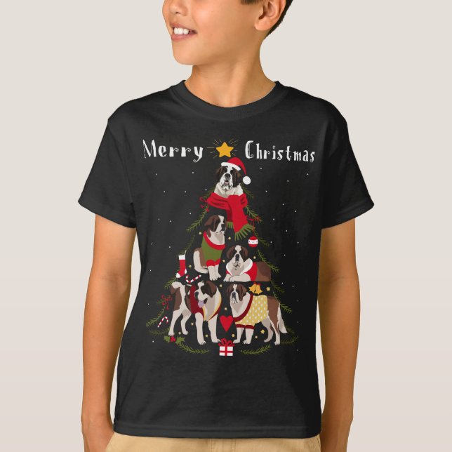 Camiseta Santo de Árvore de Natal Bernard Lover Xmas Propri (Frente)