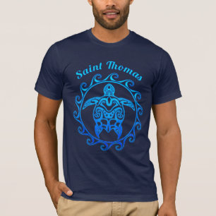 Camiseta Santo de Tartaruga Tribal Oceano Azul Thomas