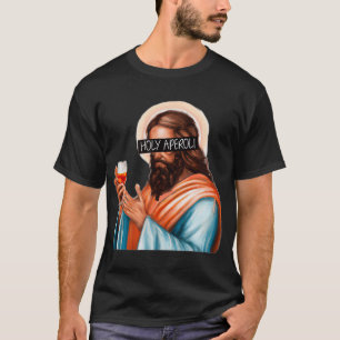 Camiseta Santo deus segura uma taça de T-Shirt de vinho