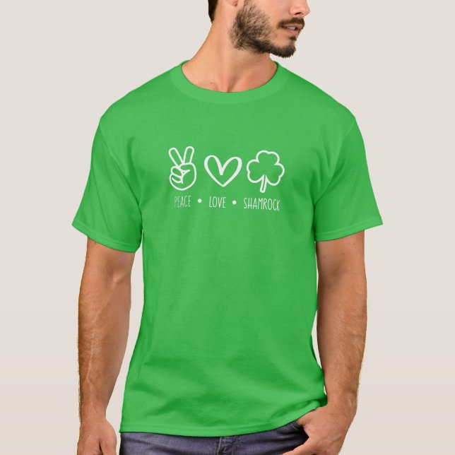 Camiseta Santo Engraçado Pattys Day Women Peace Love Sham (Frente)