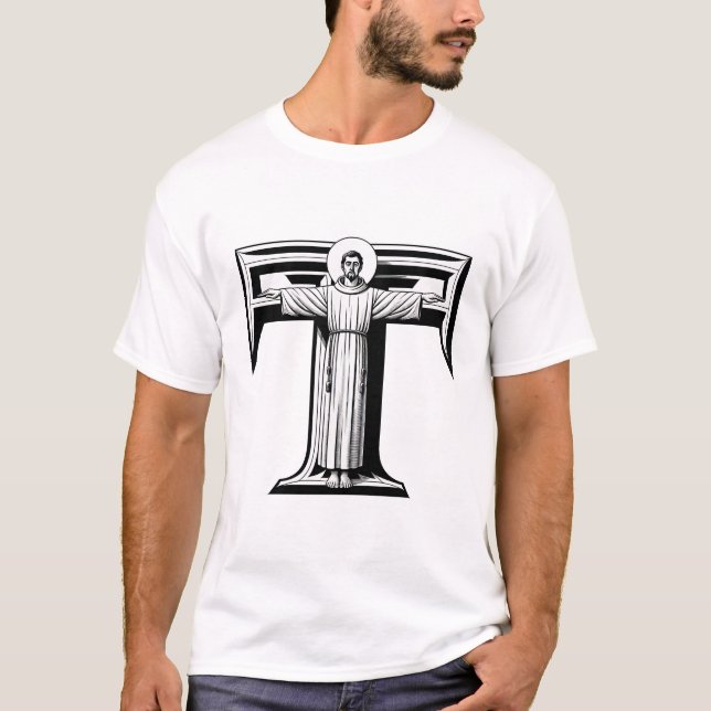 Camiseta Santo Francisco de Assisi como Franciscano Tau 1 (Frente)