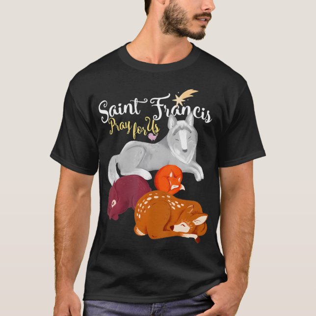 Camiseta Santo Francisco de Assisi Patrão dos Animais Lobo (Frente)